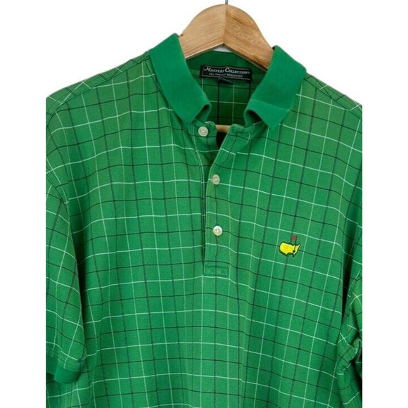 Masters Collection Augusta National Men's L Pique Polo Shirt Green Check Irish - Picture 2 of 8